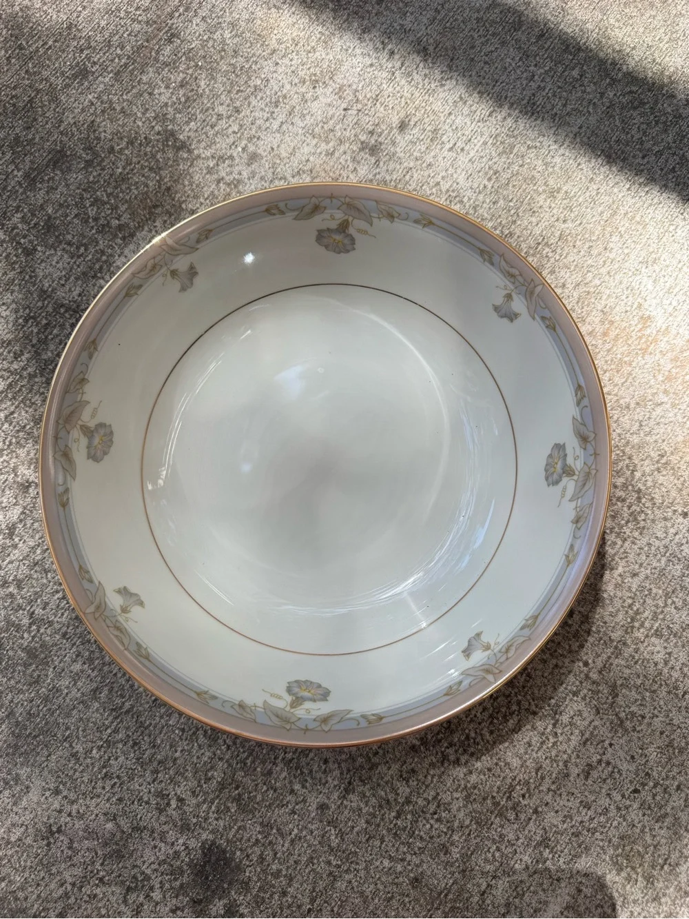 Set of 2 Mikasa Elegant White and Gold Floral Rim Dinner Bowl